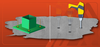 Esquema de la perforación del concreto para instalación de la reja de acero