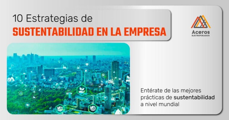 Edificios con icónos que hacen referencia a las estrategias de sustentabilidad en la empresa