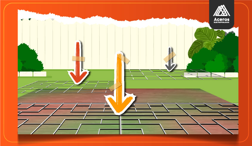 Esquema de moldes colocados sobre superficie de hormigón fresca - Concreto estampado