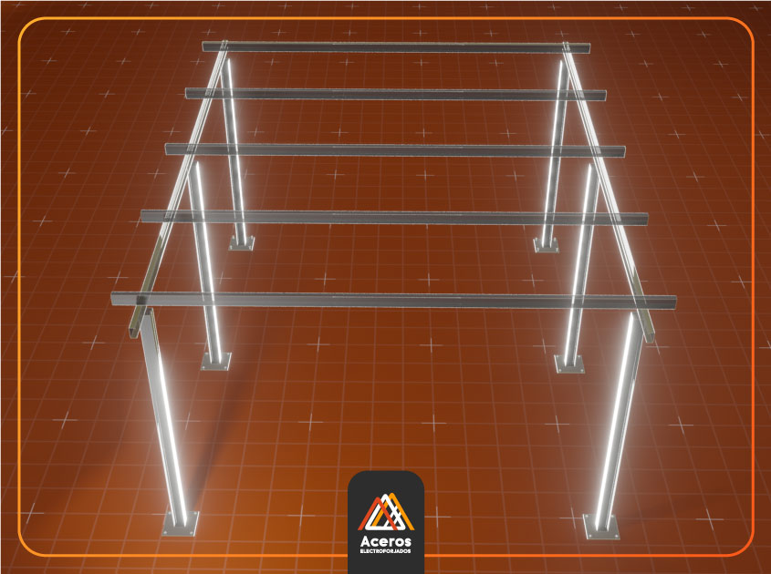 Estructura de monten con travesaños longitudinales y transversales - Techo para Terraza