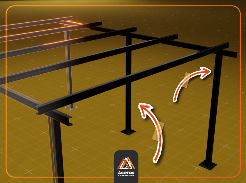 Estructura de monten pintada de color negro para un techo para terraza